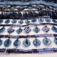 Ткань Пайеточная с бахромой (синий-голубой)